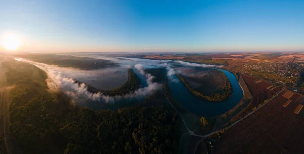 Drone Aereo Vista Panoramica Della Natura Della Moldavia All Alba — Foto Stock