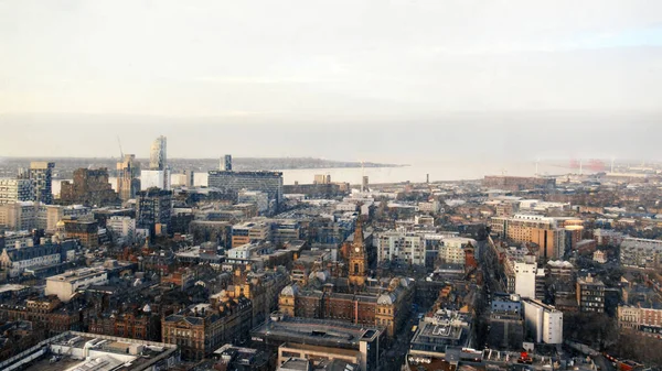 Luftaufnahme Des Liverpool Von Einem Aussichtspunkt Großbritannien Alte Und Moderne — Stockfoto