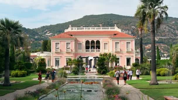 Nice Francia Septiembre 2021 Vista Villa Ephrussi Rothschild Con Jardín — Vídeos de Stock