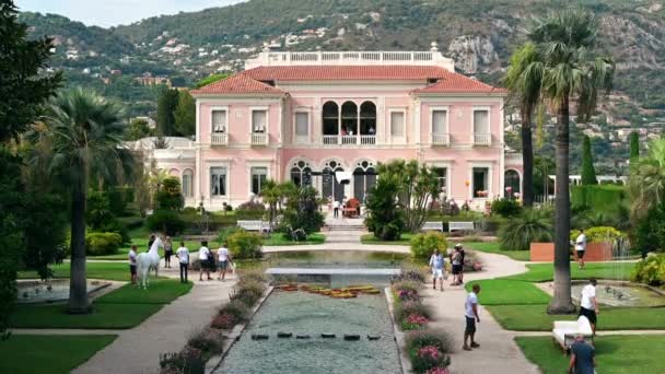 Nice Francja Wrzesień 2021 Widok Willę Ephrussi Rothschild Ogrodem Pełnym — Wideo stockowe