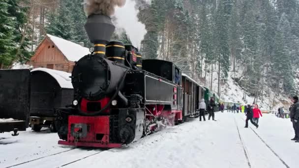 วสหภาพย โรป Sus โรมาเน มกราคม 2022 มมองของรถไฟไอน มอคาน บนสถาน รถไฟในฤด — วีดีโอสต็อก