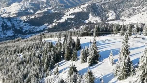 Vue Aérienne Par Drone Une Piste Ski Dans Les Carpates — Video