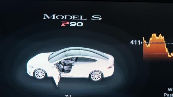 Chisinau Moldova Enero 2022 Tesla Model P90 Interior Visualización Información — Vídeos de Stock