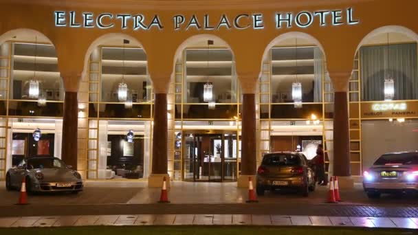 Saloniki Grekland September 2020 Electra Palace Hotel Det Centrala Torget — Stockvideo