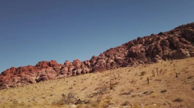 Bakır kırmızı taş ve kırmızı renkli kanyon tam gün ışığında. Nevada, ABD