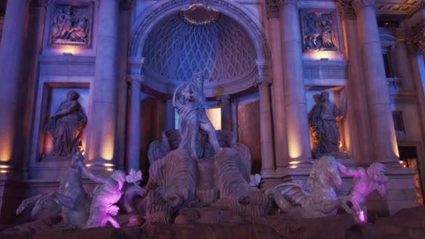 Fontaine Caesar Palace Avec Des Lumières Violettes Vives — Video