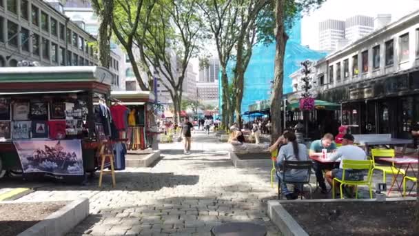 Boston Abd Eylül 2019 Amerikan Pazarında Kahve Dükkanları Hediyelik Eşya — Stok video