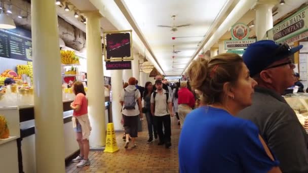 Boston Septiembre 2019 Paisaje Urbano Caminantes Mercado Local — Vídeos de Stock