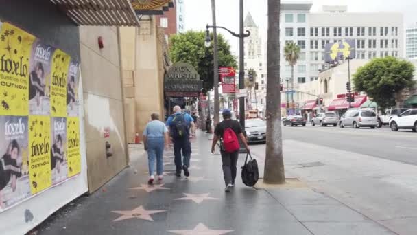 Los Angeles Eua Setembro 2019 Cena Rua Calçada Fama Hollywood — Vídeo de Stock