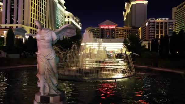 Nevada Usa September 2019 Iconic Winged Monument Fountain Front Caesars — 图库视频影像