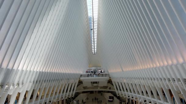 ニューヨーク市 9月2019 ウェストフィールド世界貿易センター Oculus 世界で最も高価な鉄道駅 — ストック動画