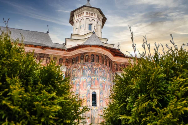 Krajobraz Religijnego Transilvanian Rumuńskiego Klasztoru Zbudowany Stylu Rustykalnym — Zdjęcie stockowe