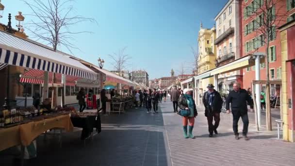 Nice France March 2022 Streetscape City Sreet Walking People Small — Stock Video