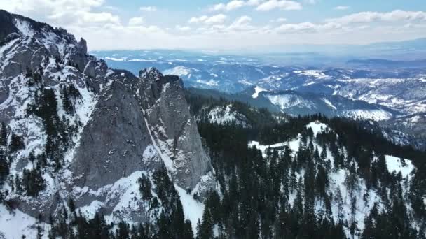 Romanya Daki Karpatlar Insansız Hava Aracı Görüntüsü Rocky Tepeleri Vadileri — Stok video