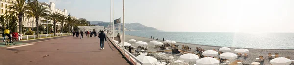 Nice France March 2022 Panoramic Streetscape City Embankment Street Walking — Stock Photo, Image