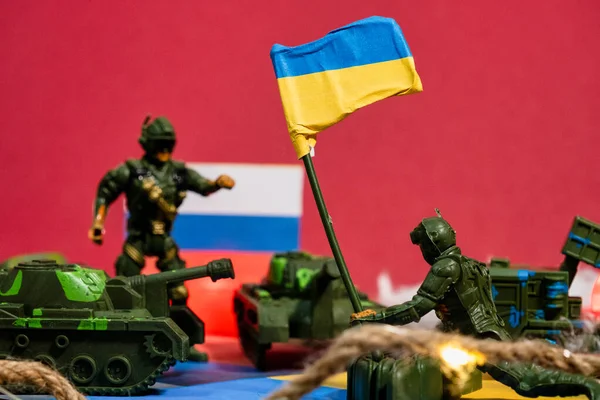 Живой Состав Военного Конфликта Между Украиной Россией Украинские Солдаты Спускаются — стоковое фото