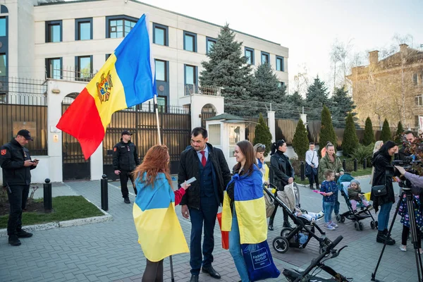 Chisinau Moldova Aprile 2022 Proteste Contro Invasione Russa Dell Ucraina — Foto Stock