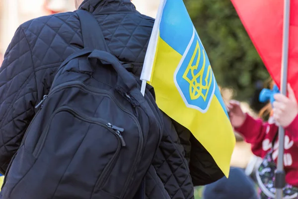 Proteste Contro Invasione Russa Dell Ucraina Nel Centro Chisinau Moldavia — Foto Stock