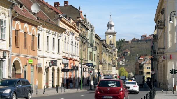Brasov Rumänien April 2022 Blick Auf Das Alte Stadtzentrum Alte — Stockvideo
