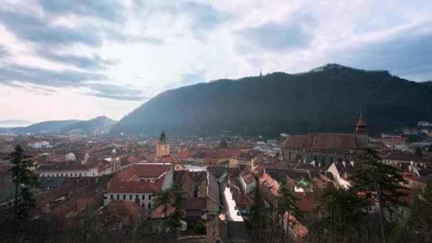 Timelapse View Old Brasov Centre Romania Council Square Old Residential — Stock Video