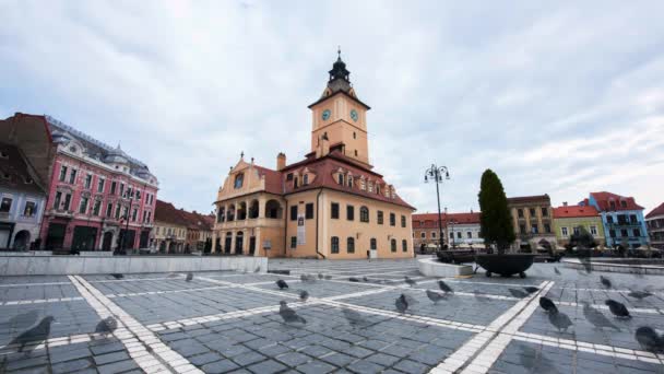 Brasov Romania Aprile 2022 Timelapse Vista Della Piazza Del Consiglio — Video Stock