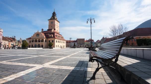 Brasov Romania Abril 2022 Timelapse View Council Square Casco Antiguo — Vídeo de stock
