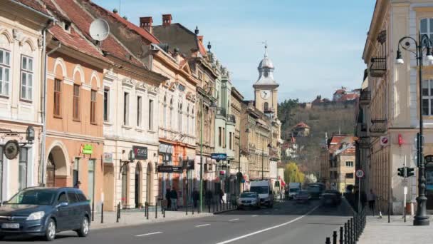 Brasov Romania Aprile 2022 Veduta Temporale Del Centro Storico Vecchi — Video Stock