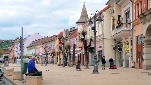 Cluj Roménia Abril 2022 Paisagem Rua Centro Cidade Rua Pedonal — Vídeo de Stock