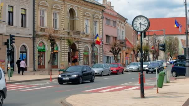 Cluj Roménia Abril 2022 Paisagem Rua Centro Cidade Rua Com — Vídeo de Stock