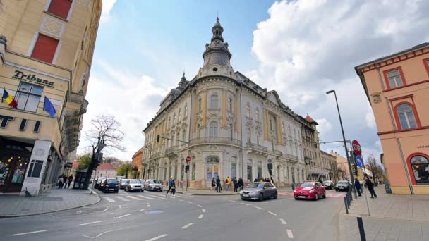 Cluj Rumänien April 2022 Straßenbild Der Innenstadt Straße Mit Menschen — Stockvideo