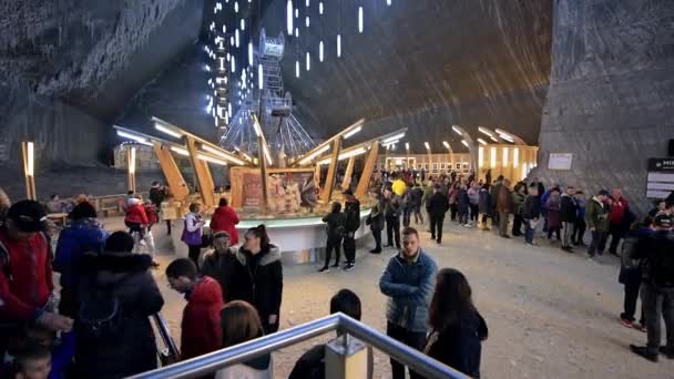 Turda Romania April 2022 Salina Turda Salt Mine Attractions Multiple — Stock Video