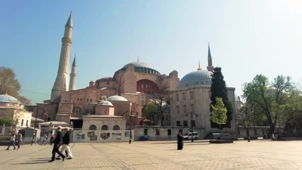 Istanbul Turkey April 2022 Hagia Sophia Grote Moskee Plein Met — Stockvideo