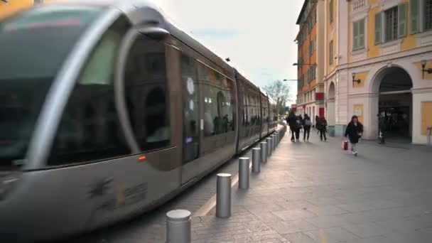 Nice Frankreich März 2022 Straßenbild Der Stadt Sreet Mit Wanderern — Stockvideo
