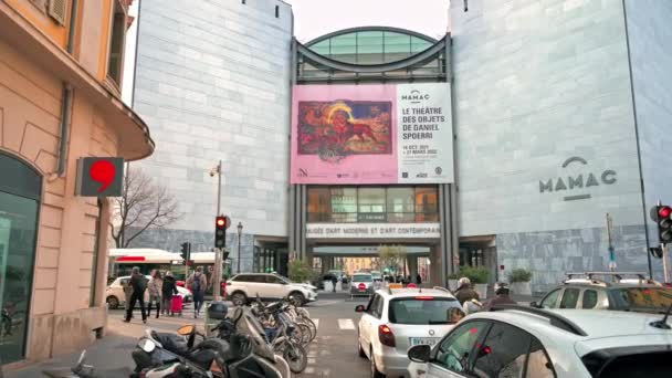 Nice Frankreich März 2022 Straßenbild Der Stadt Museum Für Moderne — Stockvideo