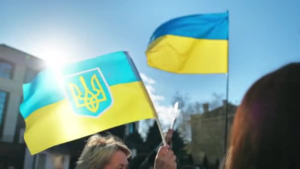 Chisinau Moldova Abril 2022 Protestas Contra Invasión Rusa Ucrania Centro — Vídeo de stock