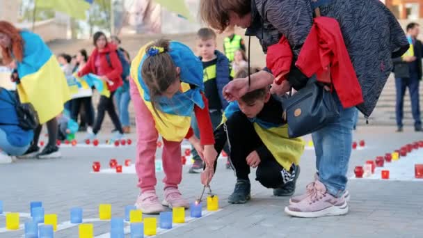 Кисинау Молдова Апрель 2022 Протесты Против Российского Вторжения Украину Центре — стоковое видео