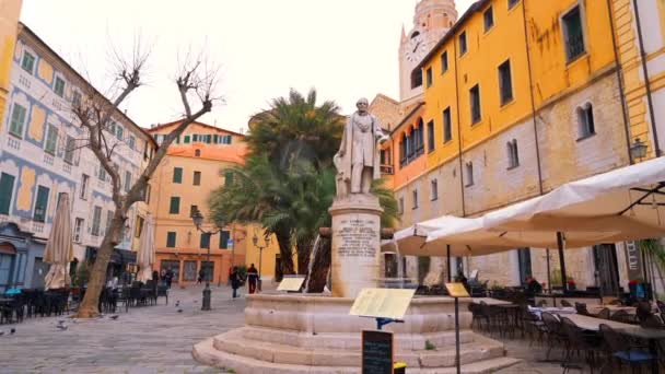 Sanremo Ιταλια Μάιος 2022 Πλατεία Άγαλμα Του Siro Andrea Carli — Αρχείο Βίντεο