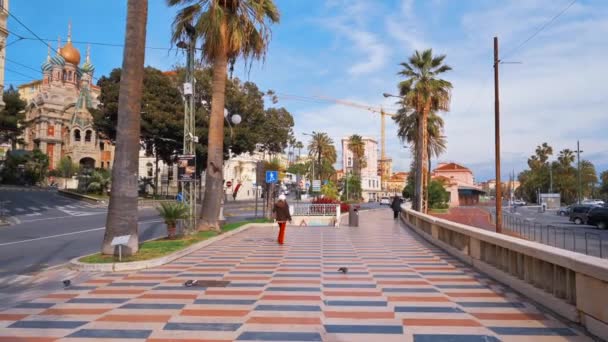 Sanremo Italy May 2022 Streetscape City Embankment Street Walking People — Stock Video