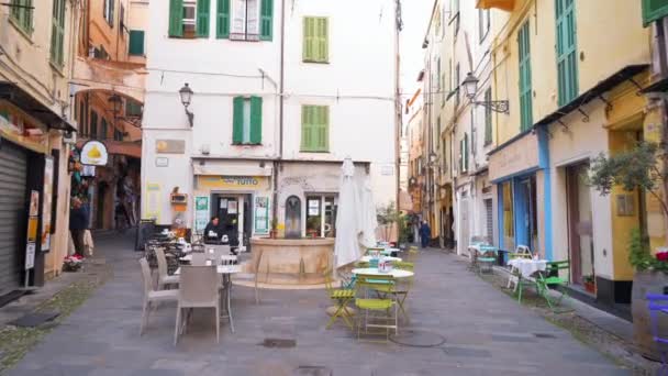 Sanremo Italië Mei 2022 Smalle Middeleeuwse Straat Het Oude Centrum — Stockvideo