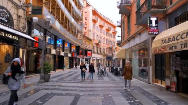 Sanremo Italien Maj 2022 Stadsbilden Gågata Med Promenader Och Ariston — Stockvideo