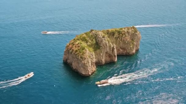 Tyrrhenian Sea Coast Capri Italy Rocky Cliff Blue Water Multiple — Stock Video
