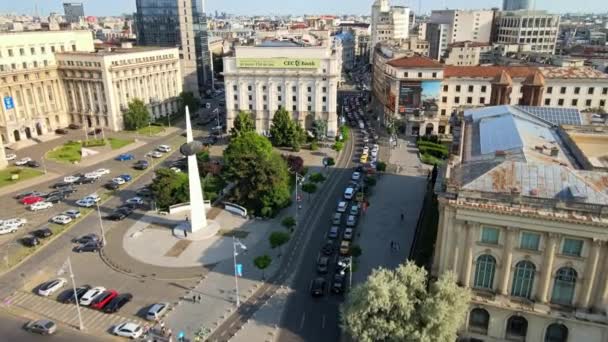Bucharest Romania May 2022 Повітряний Безпілотний Вид Міста Дороги Рухомими — стокове відео