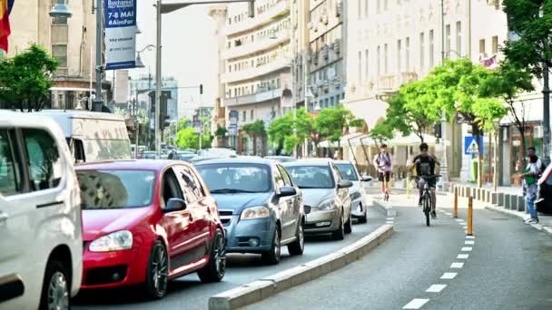 Bukarest Rumänien Mai 2022 Straßenbild Der Stadt Straße Mit Autos — Stockvideo