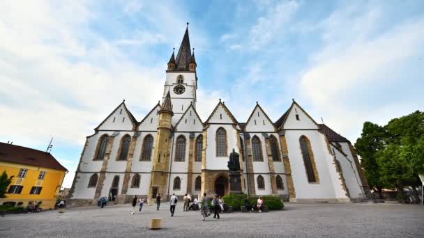 Sibiu Roménia Maio 2022 Vista Tempo Centro Histórico Cidade Catedral — Vídeo de Stock