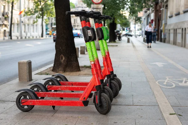 Bucharest Romania June 2022 Row Lime Electric Scooters Sharing Street — Stockfoto