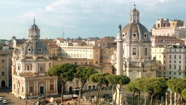 Street Scape Ancient Centre Rome Italy Santa Maria Loreto Trajan — 图库视频影像