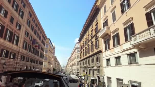 Rome Italy June 2022 Street Scape Centre City Tourist Bus — Stockvideo