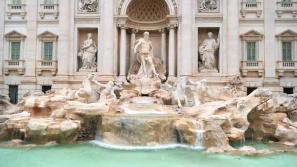 Fontanna Trevi Centrum Rzymu Włochy Rzeźby Fasada Budynku — Wideo stockowe