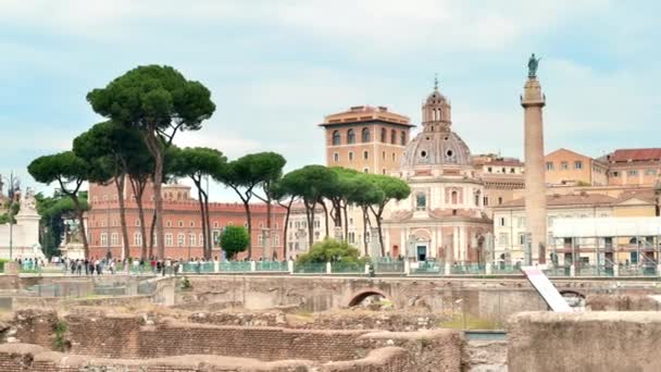 Rom Italien Juni 2022 Straßenbild Des Antiken Stadtzentrums Antike Ausgrabungen — Stockvideo