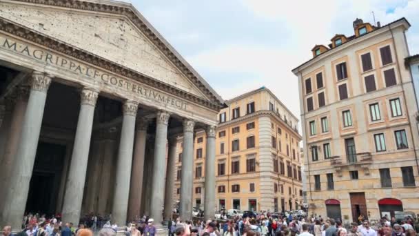 Rom Italien Juni 2022 Straßenbild Des Antiken Stadtzentrums Pantheon Mit — Stockvideo
